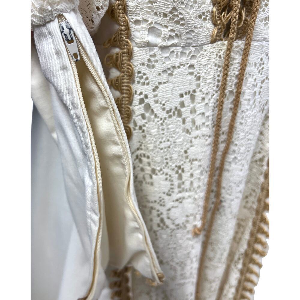 VTG 1970s Gunne Sax Prairie Wedding Dress Jessica McClintock Boho Cottagecore S - Picture 9 of 11